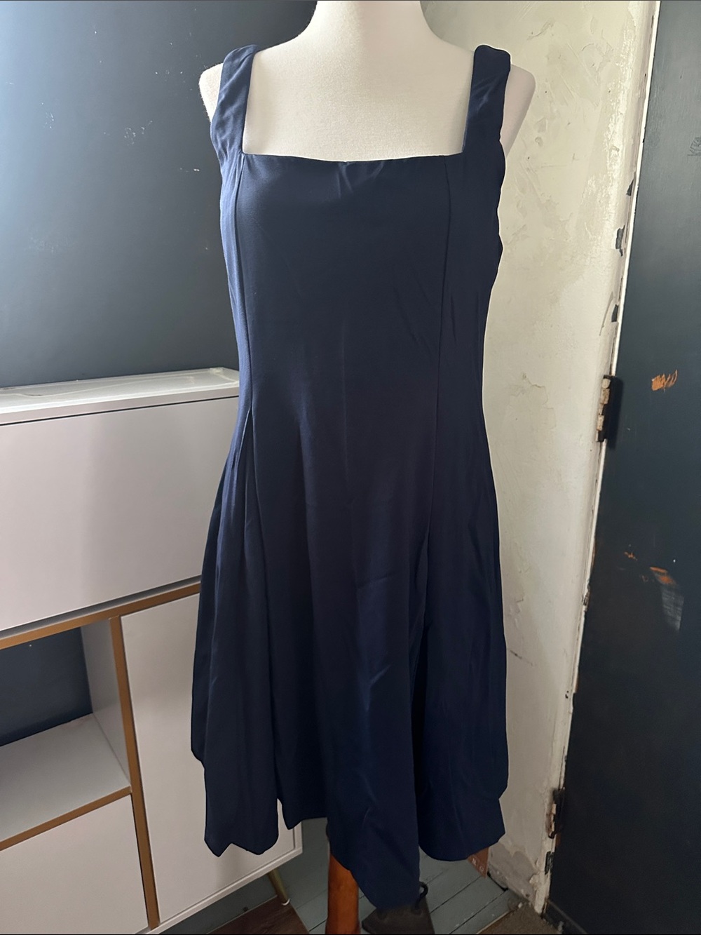 OGL Navy Square-Neck A-Line Midi Sports Dress Large NWT